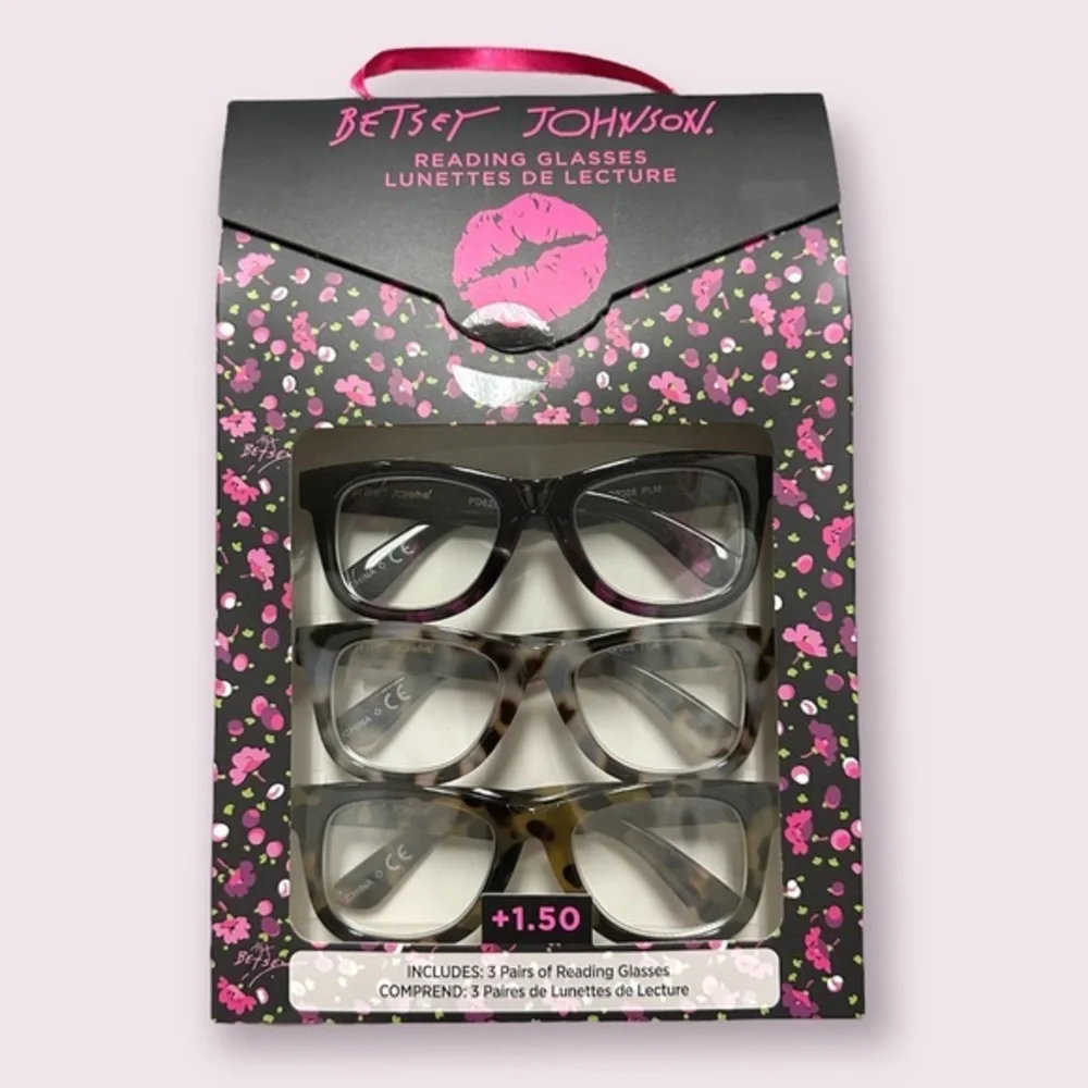 Betsey Johnson 3PCK Reading Glasses Set